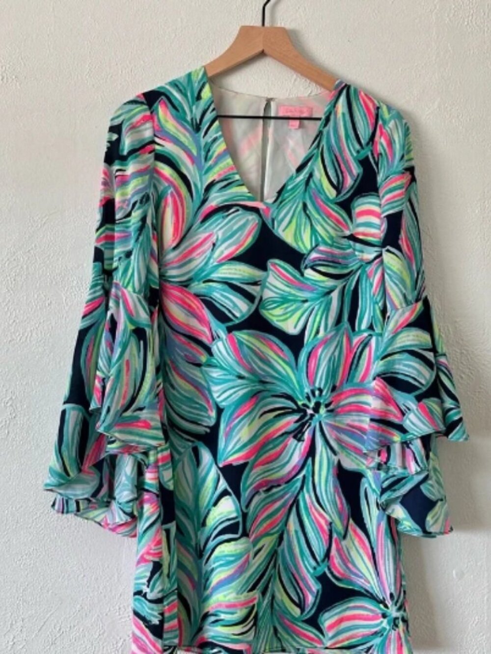 LILLY PULITZER Sz0 ROSALIA FLOUNCE LONG SLEEVE DRESS